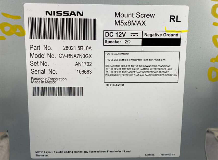 2018-2021 Nissan Kick Radio Bluetooth Touch Screen Receiver - Used OEM