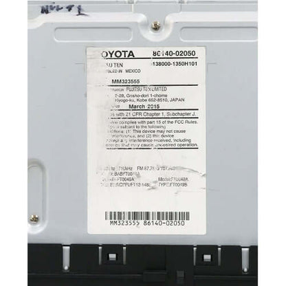 2014-2016 Toyota Corolla Radio Touchscreen Display 86140-02050 - Used OEM